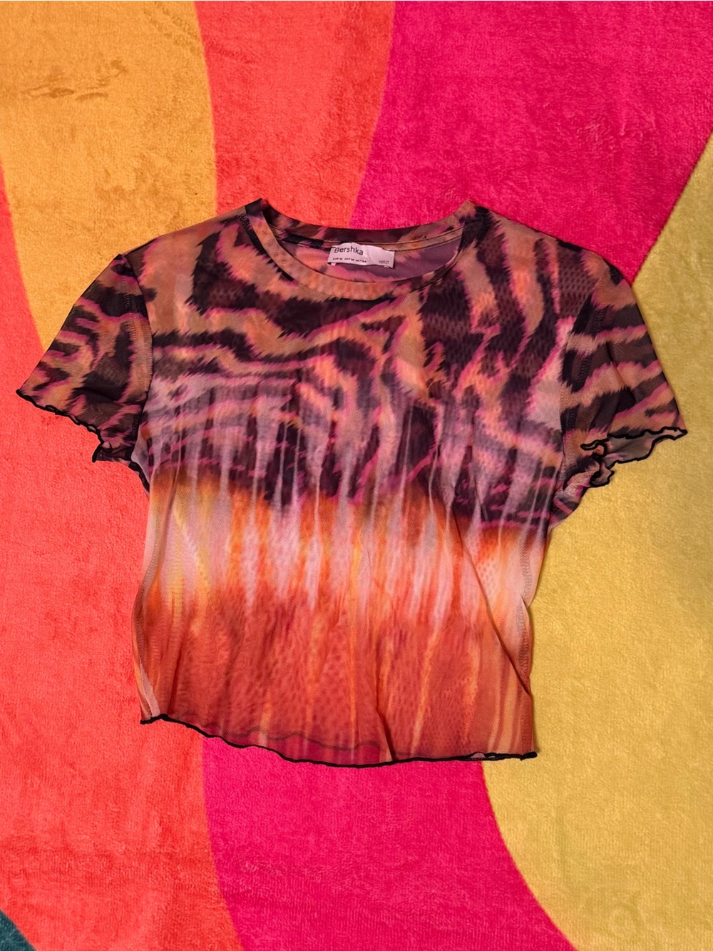 Women’s Multicolor Animal Print mesh shirt